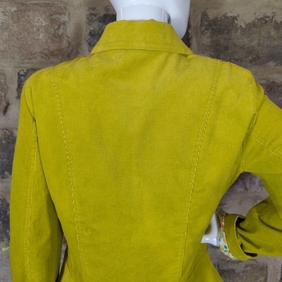 David Brooks Jacket Corduroy Lime Green Woman's Size Small Button Up Retro - Picture 5 of 12